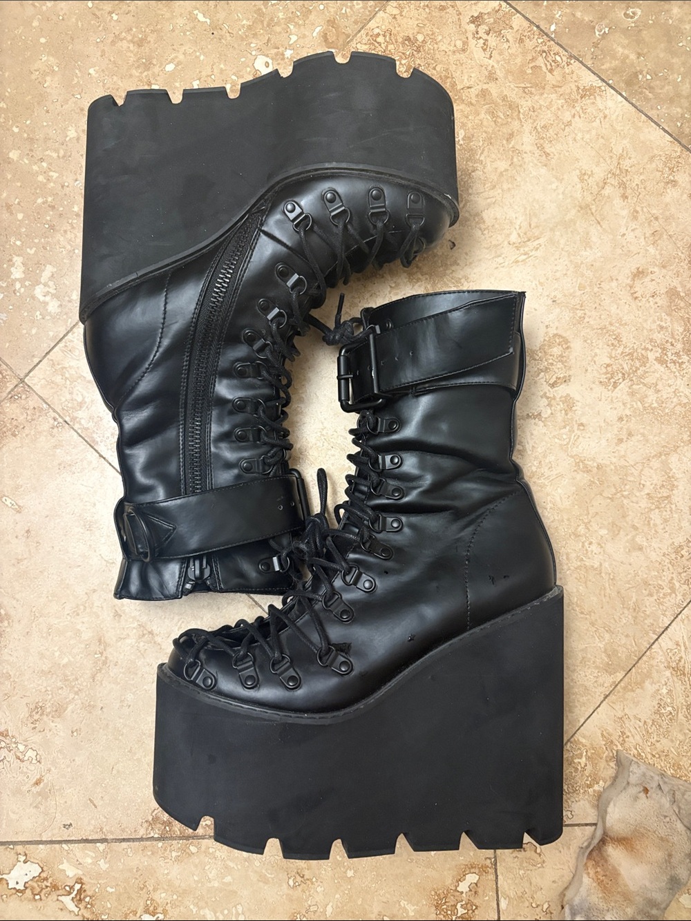 Black Platform Lace-Up Ankle Boots Current Mood Dolls Kill Traitor Combat